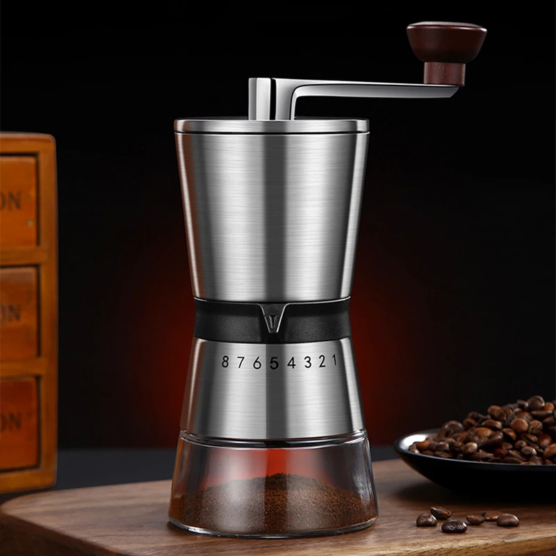 Burr Hand Grinder - 8 Adjustable Manual Coffee Grinder Hand