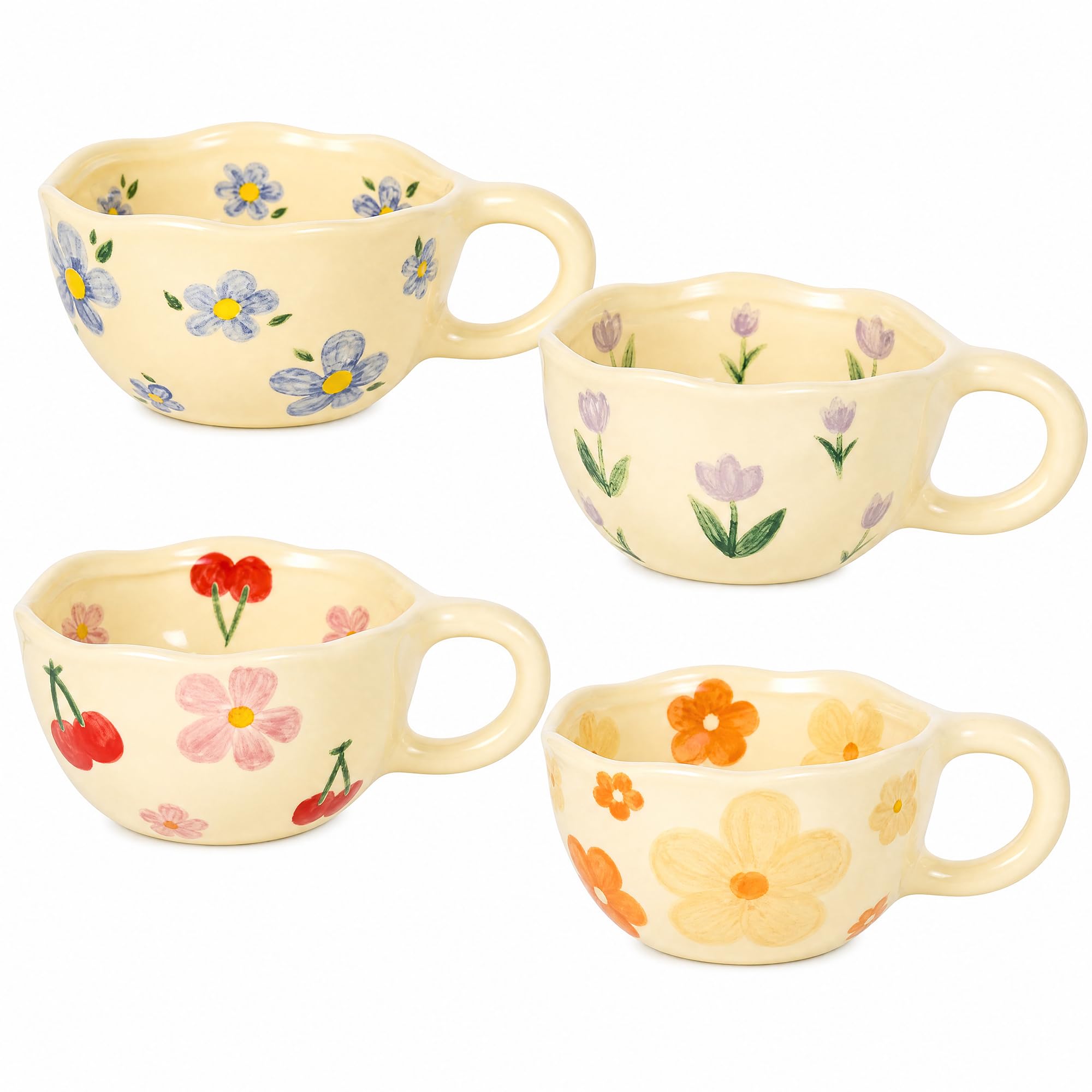 Coffee X Tea - 4 Pack Cute Hand Painted Floral