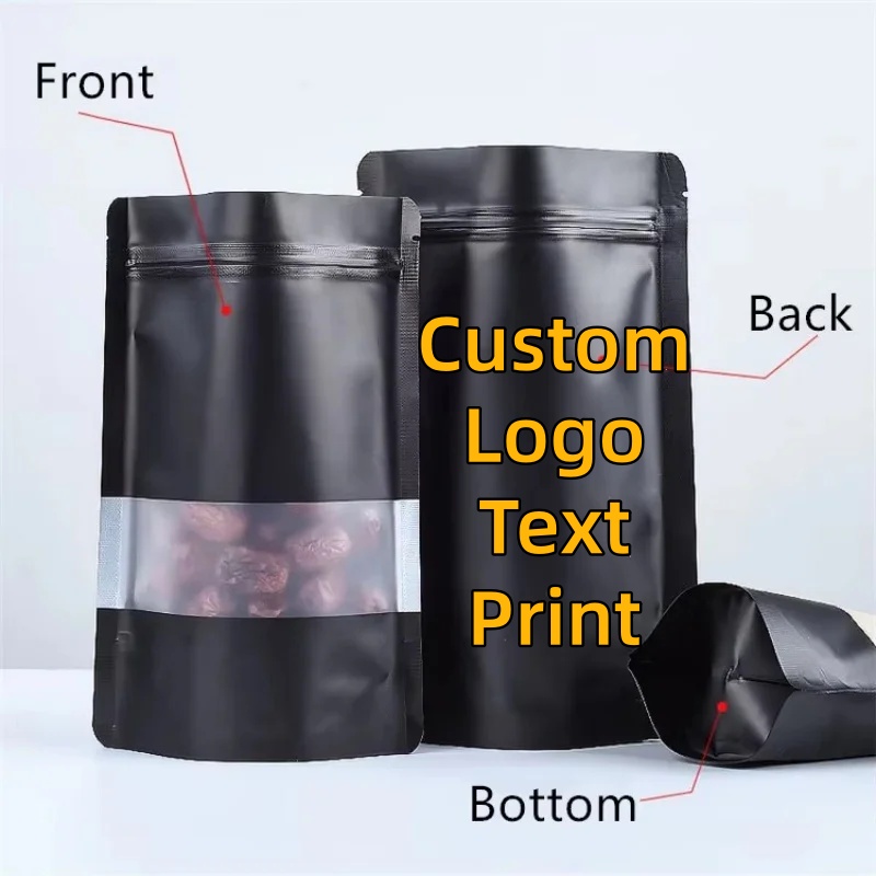 Coffee Tea House - 100PCS Stand-up Matte Black Aluminum Foil