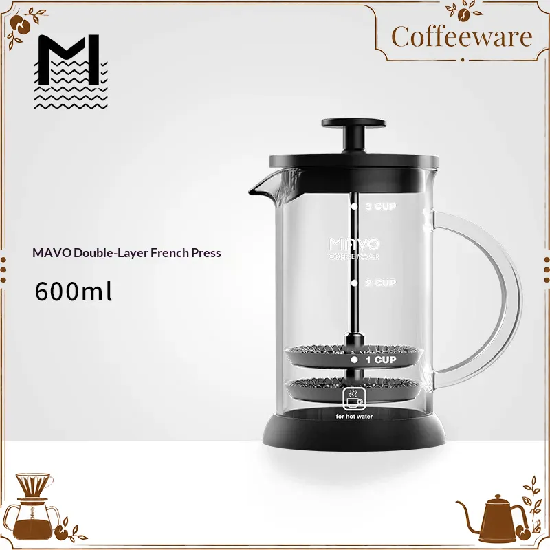 French Press Glass - MAVO French Press Coffee Maker Double
