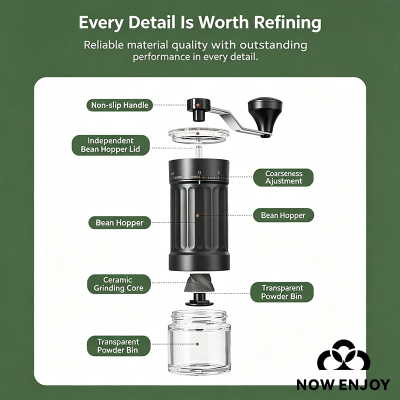 NOW ENJOY Manual Coffee Grinde - огляд і ціна Burr Hand Grinder