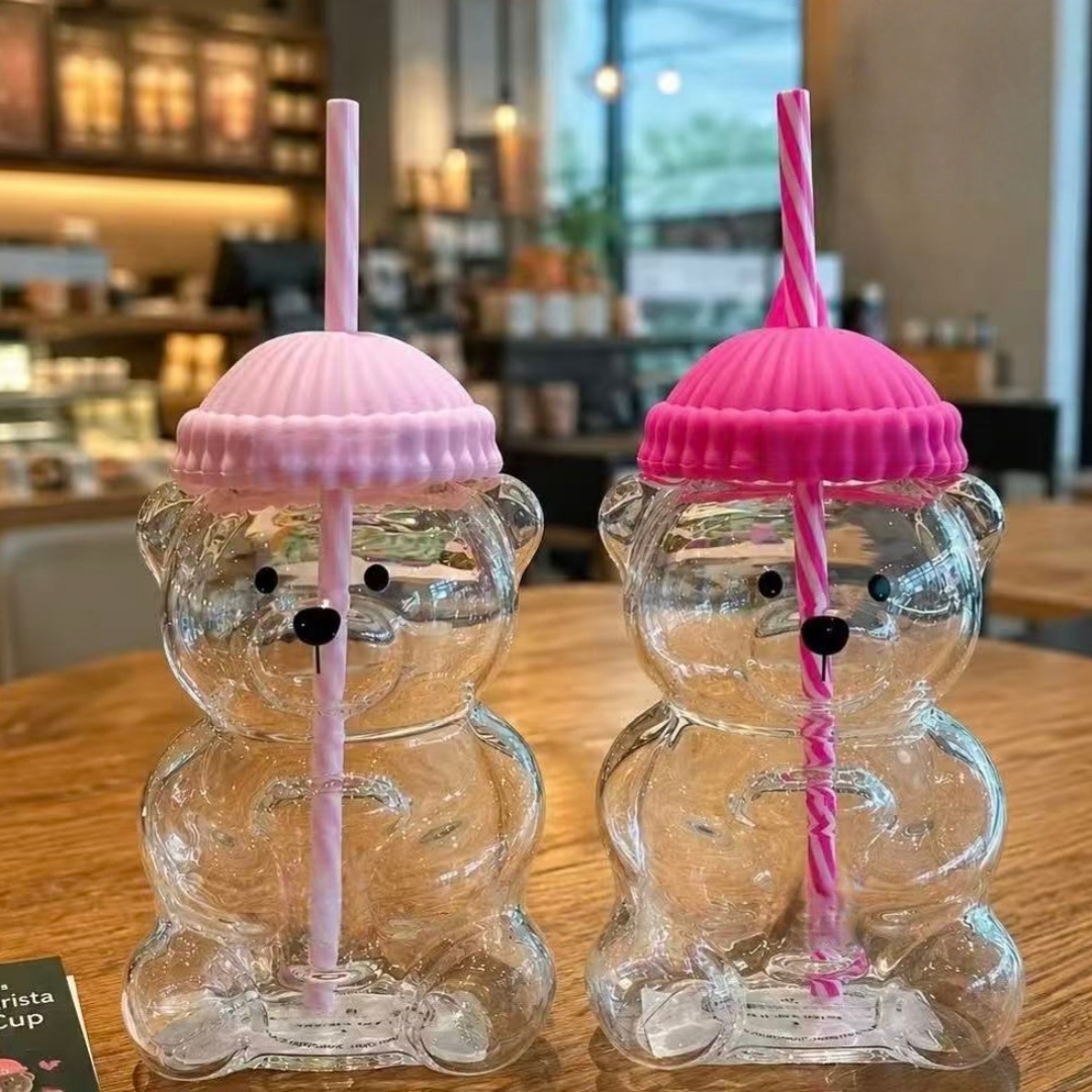 Bk Bear Shaped Glass Straw Cup - огляд і ціна Coffee Tea Shop