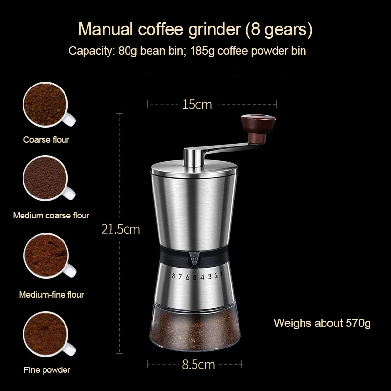 8 Adjustable Manual Coffee Gri - огляд і ціна Burr Hand Grinder