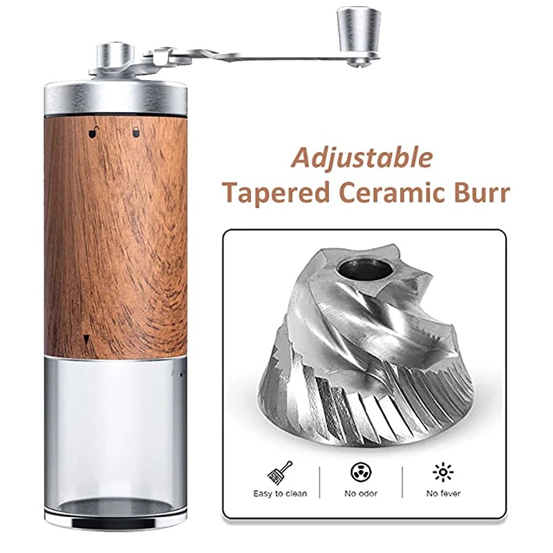 Portable Wood Grain Hand Coffe - огляд і ціна Burr Hand Grinder
