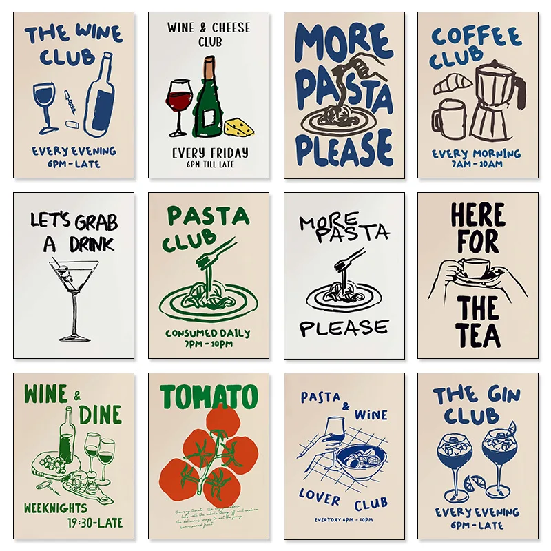 Modern Kitchen Art Wine Coffee - огляд і ціна Coffee Tea Poster