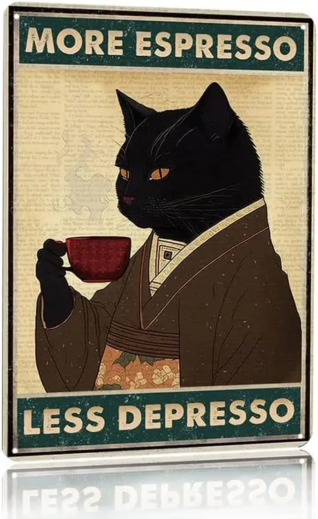 Vintage Black Cat Coffee Poste - огляд і ціна Coffee Tea Poster